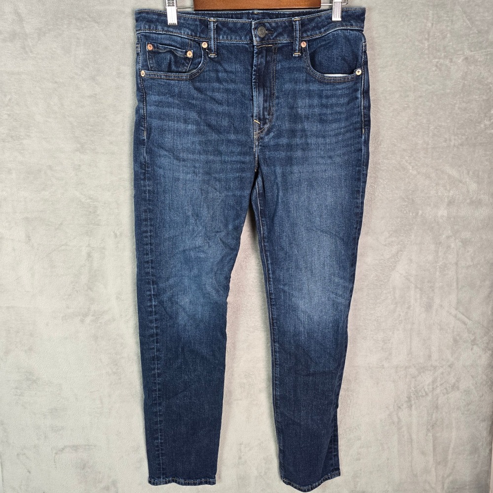American Eagle Airflex+ Slim Straight Selvedge Dark Wash Jeans Mens 32x34 Indigo